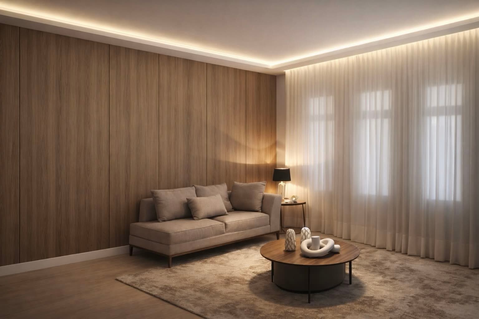 Sala decorada com cortinas sob medida